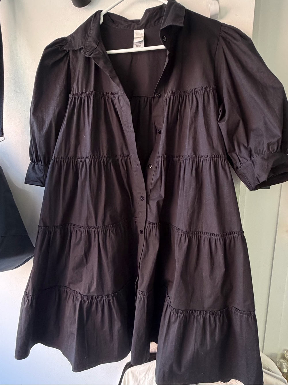 Anthropologie Black Tiered Mini Dress